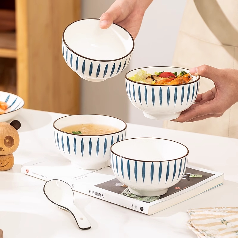 千叶草饭碗家用2025新款菜碟日式家用陶瓷餐具碗盘子面碗汤碗碗筷