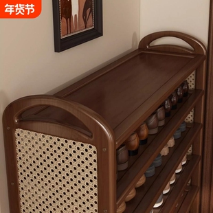 鞋架多层家用门口小窄薄鞋柜入户门简易鞋架子实木2025款收纳楠竹