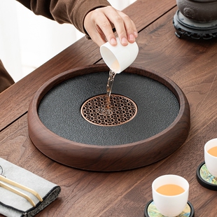 仿乌金石茶盘家用泡茶盘干泡茶盘茶台密胺中式复古简约储水沥水盘