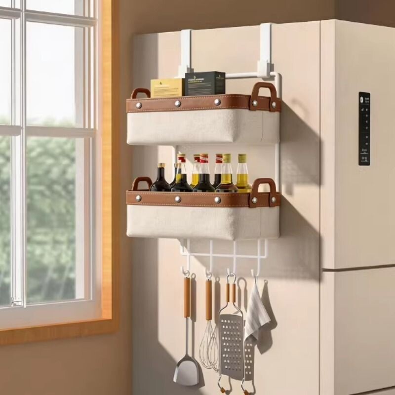 冰箱侧面置物架厨房多层保鲜膜储物架挂钩架家用壁挂式调料收纳架