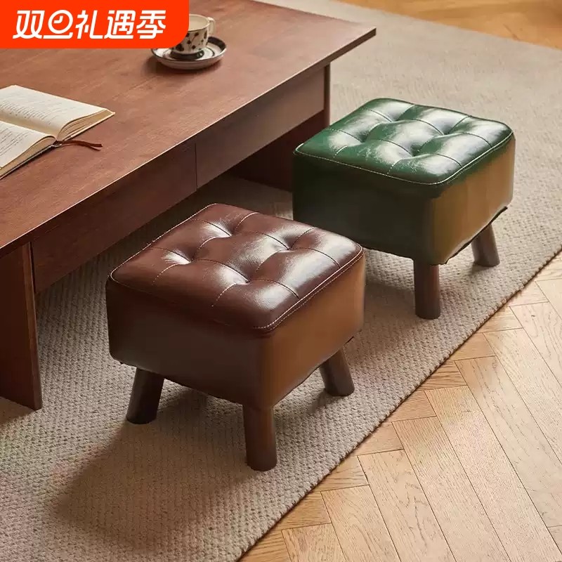 实木矮凳客厅沙发凳小板凳茶几凳现代简约家用门口换鞋凳滑轮移动