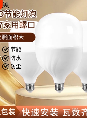 led灯泡节能螺丝口家用电灯泡球泡灯大瓦数大功率防水房间客厅