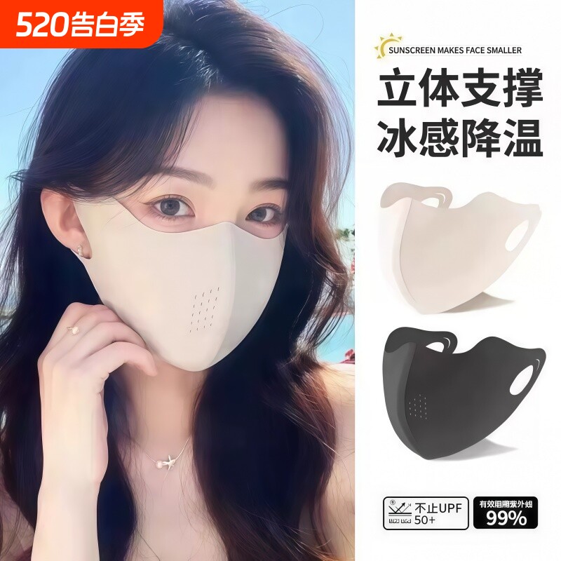 防晒口罩女防紫外线高颜值2026新款护眼角骑行遮阳全脸面罩冰丝夏