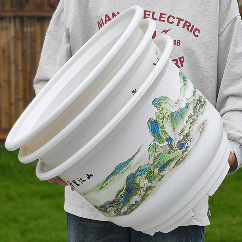 仿陶瓷花盆加厚耐用超大号透气防晒树脂家用绿植花卉富贵竹控根盆