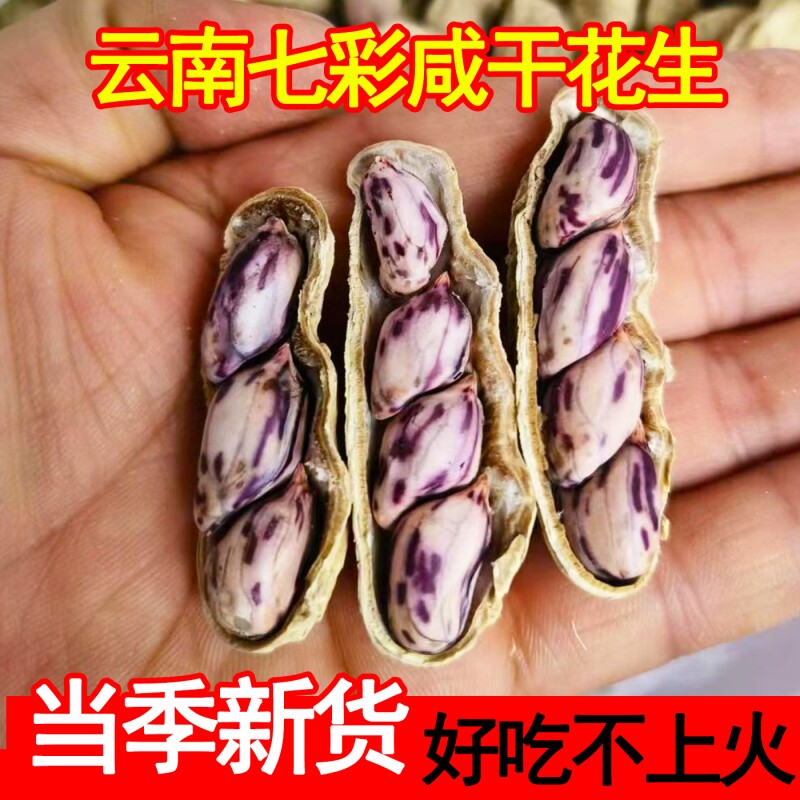 2025云南七彩花生水煮咸干晒干五彩龙岩湿烤金刚带壳特色健康好吃