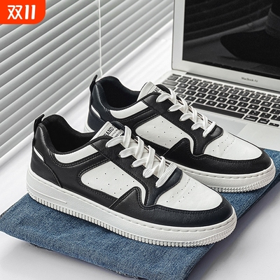 春季男鞋新款透气小白鞋子男学生韩版潮流百搭厚底运动鞋休闲板鞋