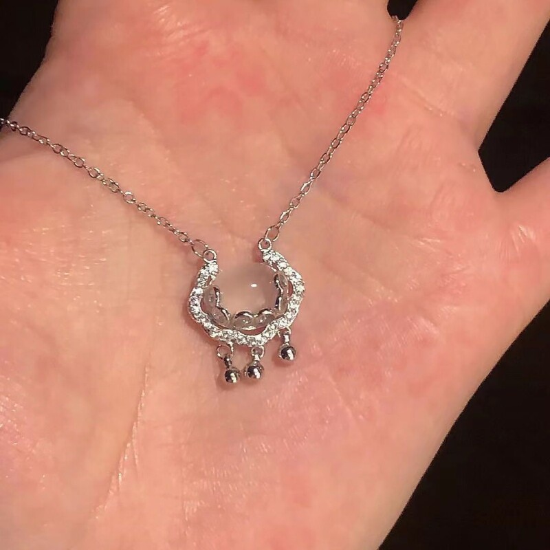 网红直播如意平安锁轻奢钛钢项链小众设计高级感冷淡风锁骨链颈链