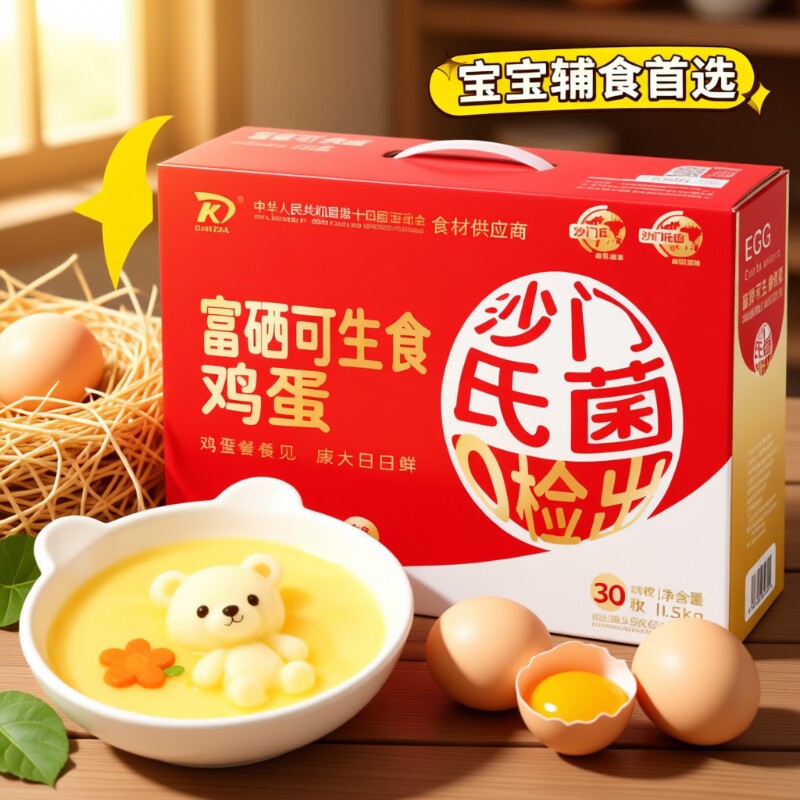 康大富硒可生食鲜鸡蛋精品30枚礼盒装营养早餐谷物喂养鸡蛋优质蛋