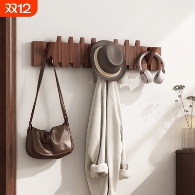 挂衣架入户门墙上壁挂带板打孔上墙卧室创意玄关实木钢琴键挂衣钩