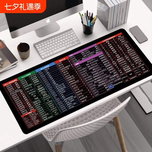 快捷键超大鼠标垫办公全电脑桌垫加厚锁边学生宿舍电脑游戏键盘垫