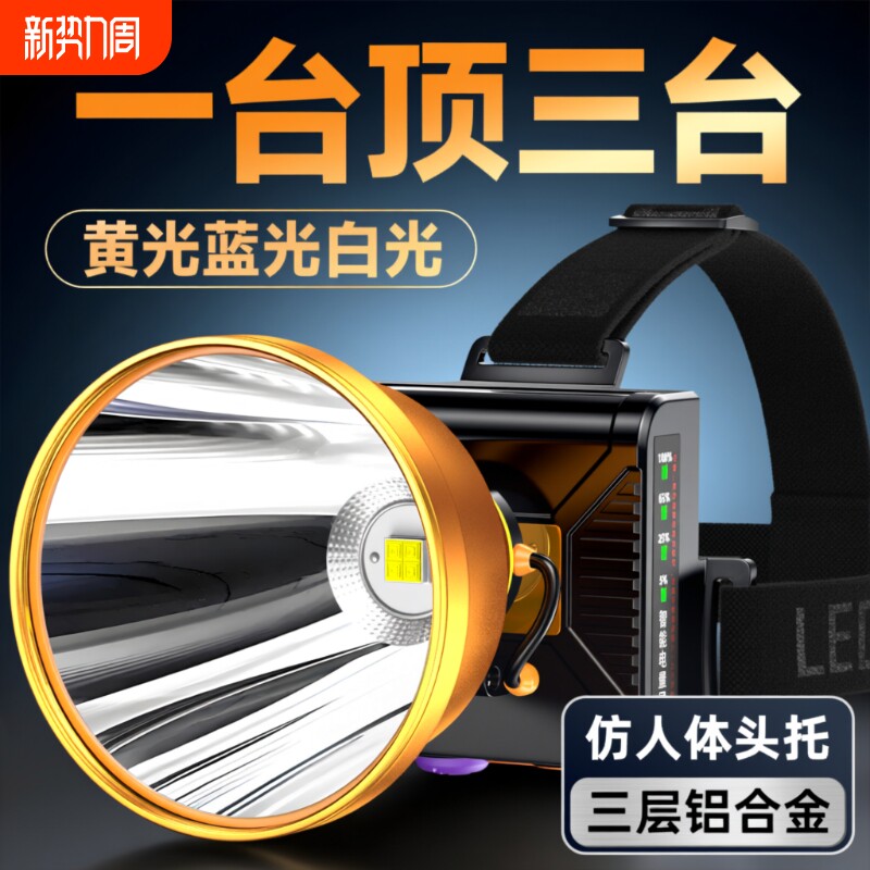 头灯2026新款强光矿灯超亮头戴式超长续航钓鱼专用赶海充电户外灯