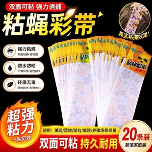 苍蝇贴粘蝇纸强力粘灭蝇彩带条沾蝇子蚊虫神器大号家用板捕捉双面
