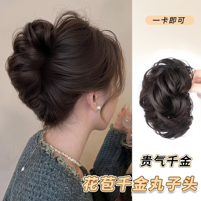 丸子头假发抓夹高级感盘发神器头发量少发夹女后脑勺鲨鱼夹子头饰