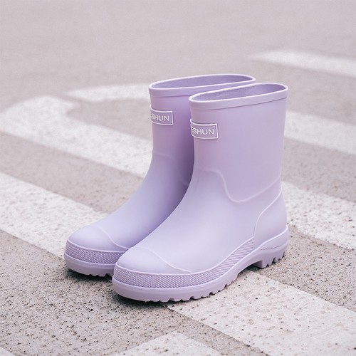 防水短筒女款雨鞋坡跟百搭