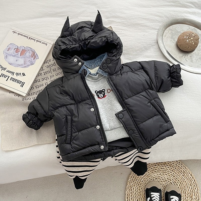 韩版婴童装2025冬季新款男童90白鸭绒小恶魔羽绒服儿童加厚外套