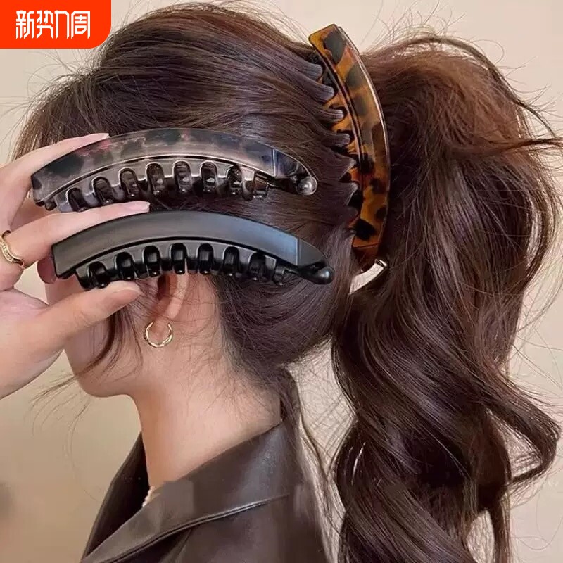 豹纹香蕉夹发夹女2026新款高级感气质扭扭夹竖夹后脑勺高马尾抓夹