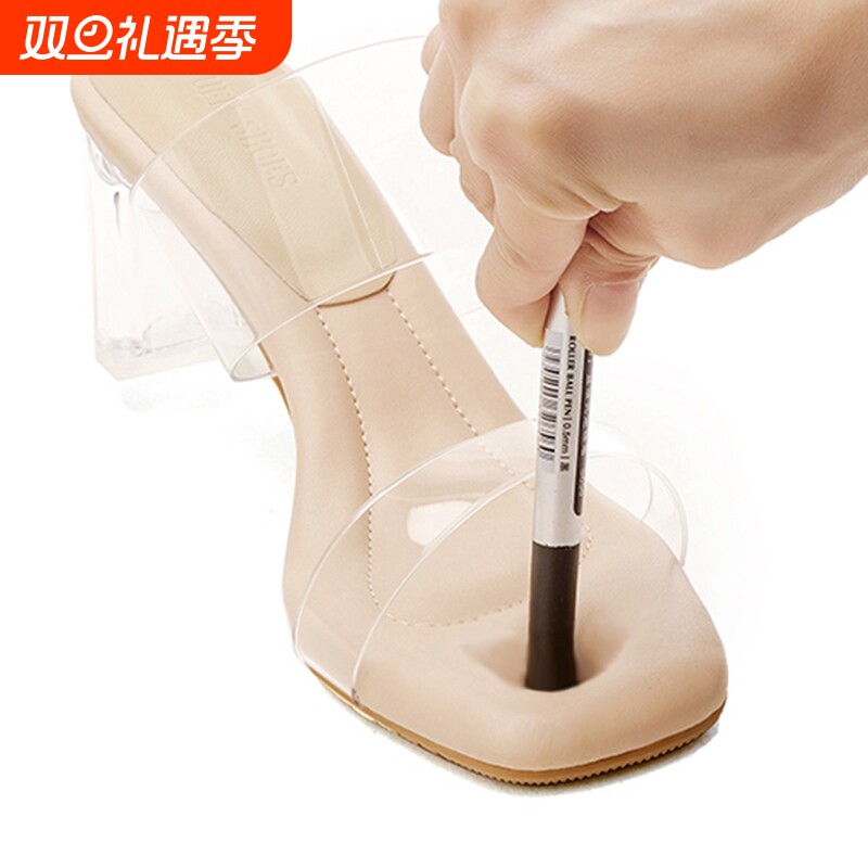 踩屎感软皮高跟透明凉鞋女2025秋季新款粗跟水晶跟外穿凉拖鞋