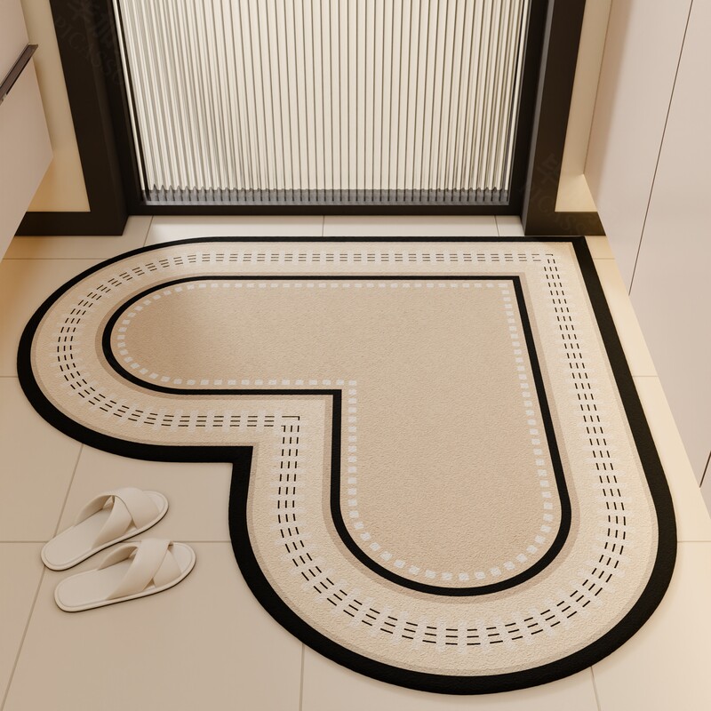 心形转角浴室硅藻泥地垫奶油风吸水洗手池脚垫子卫生间防滑地毯