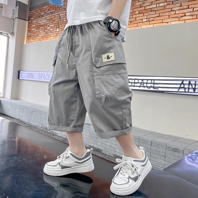 男童裤子夏装儿童短裤夏季薄款七分裤2025新款中大童休闲工装中裤