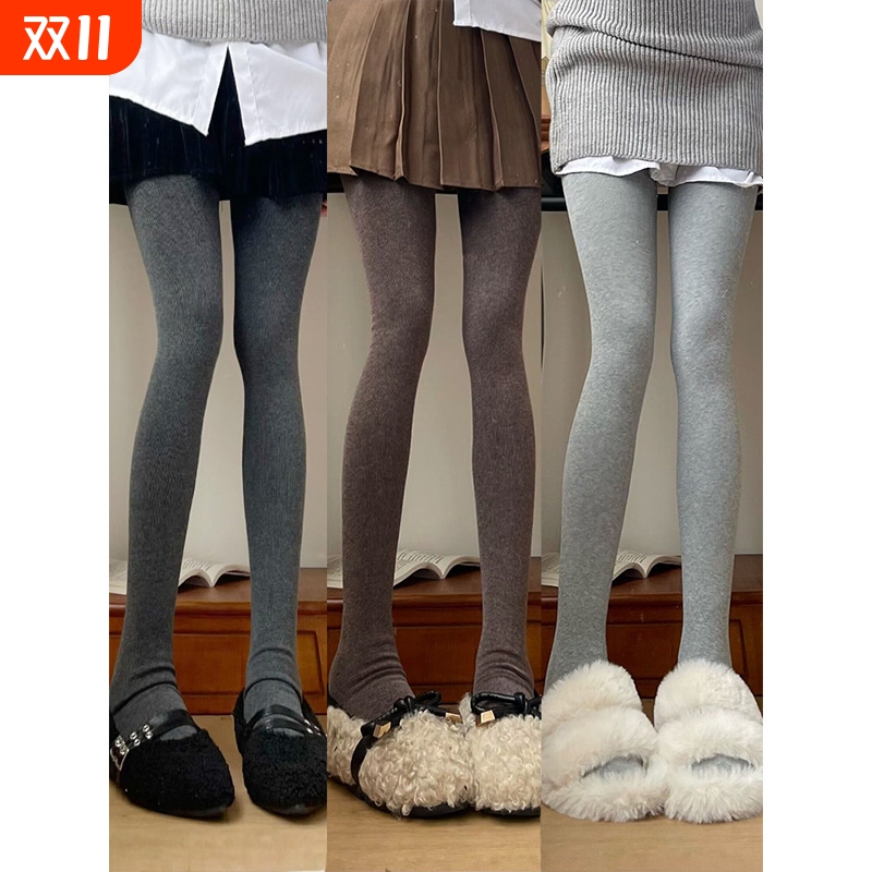 女春秋外穿加厚加绒竖纹打底裤