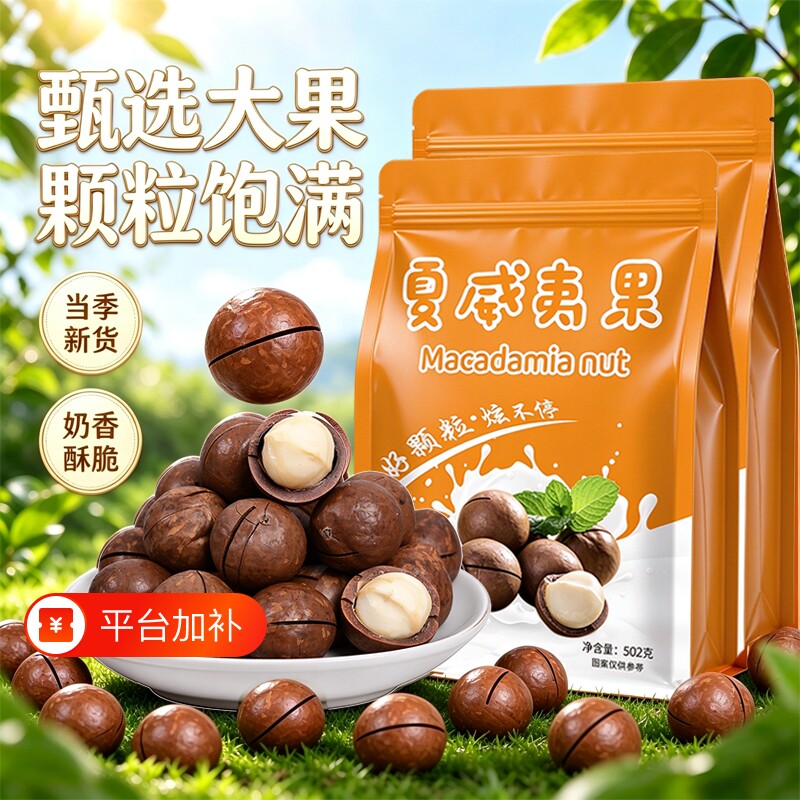 500g大颗粒奶油味夏威夷果云南特产袋装炒制坚果新货香脆休闲零食
