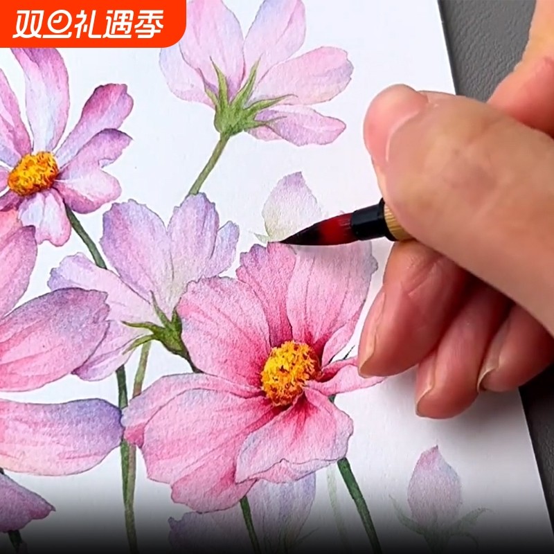 成人静心减压水彩涂色本解压填色本涂色画线稿颜料填色画纸卡画本