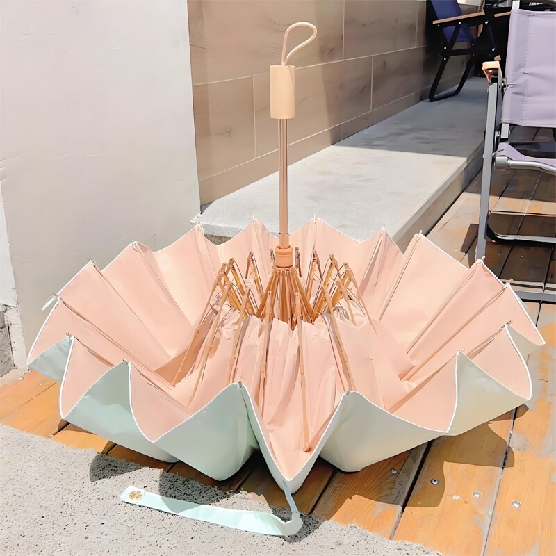 雨伞女晴雨两用折叠手动遮阳伞学生16骨太阳伞彩胶加固双人手柄