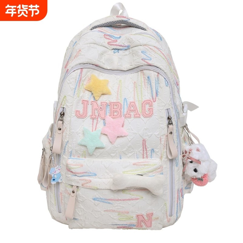 书包初中女生小学生可爱轻便双肩包高中生大容量背包红色黑色粉色,箱包皮具/热销女包/男包,双肩背包,淘宝优惠券,粉丝福利购,淘宝优惠卷