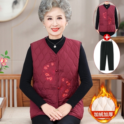 中老年妈妈秋冬马甲奶奶上衣保暖