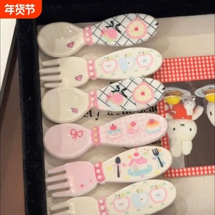 可爱韩系勺子叉子发夹趣味少女心发夹女侧边刘海夹鸭嘴夹子发卡