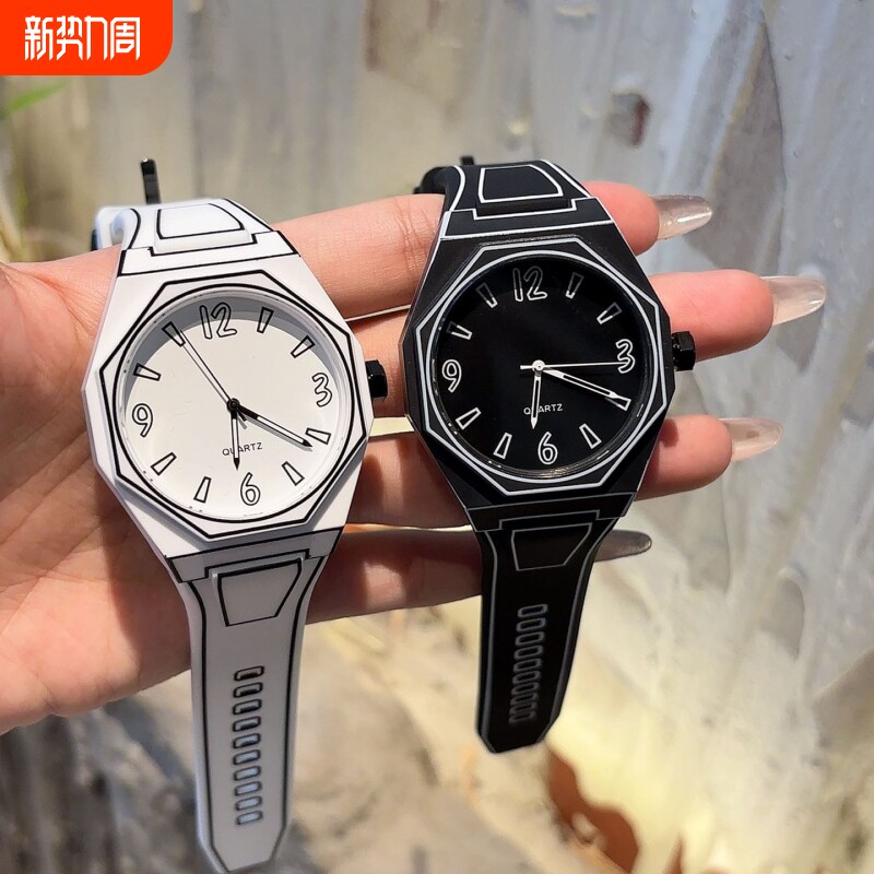 新款潮流线条漫画风二次元石英表学生个性时尚手表百搭简约气质