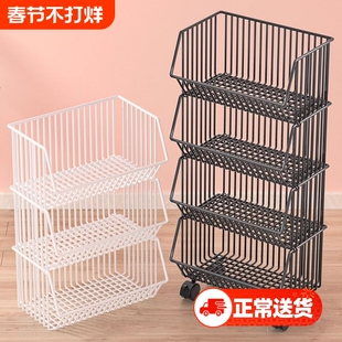 厨房置物架台面蔬菜水果筐收纳架子多层果蔬菜篮子加宽卧室移动
