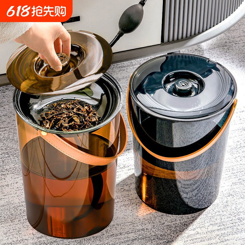 茶道茶水桶废水桶干湿分离高颜值客厅家用加厚透明过滤茶桶茶渣桶