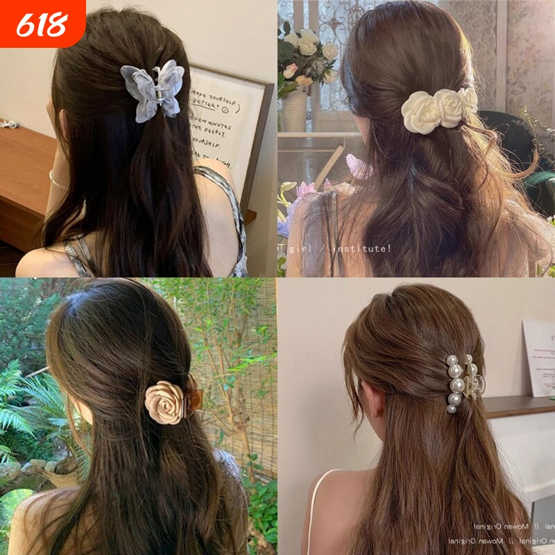 珍珠抓夹小号发夹女后脑勺发卡小巧鲨鱼夹发抓迷你小夹子头饰蝴蝶