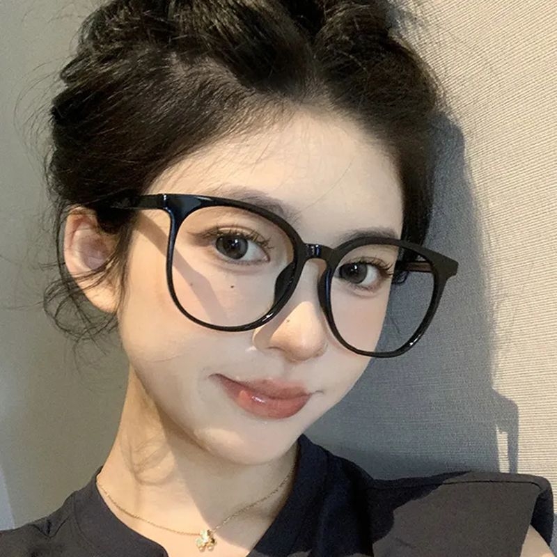 超轻近视眼镜女可配散光素颜大框黑色方圆脸显瘦防蓝光学生平光镜
