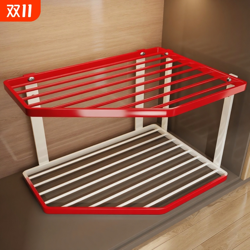 锅具收纳架厨房三脚架转角置物架下水槽多层锅架橱柜放锅分层架子