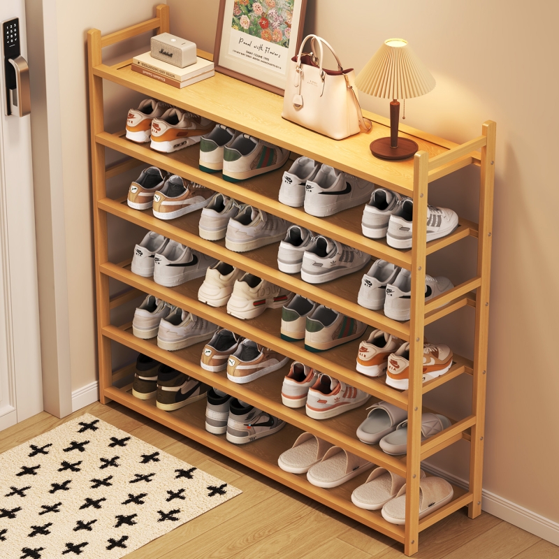 楠竹鞋架子简易多层家用门口宿舍实木收纳置物架小鞋柜折叠神器