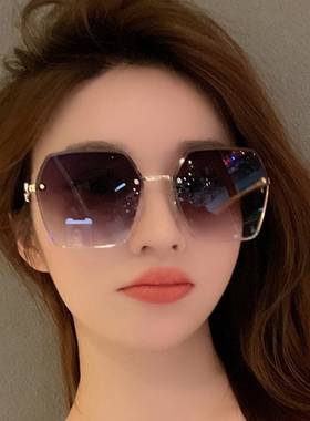 太阳镜女2026款无边框防晒大脸圆脸显瘦防紫外线墨镜女士眼镜出游