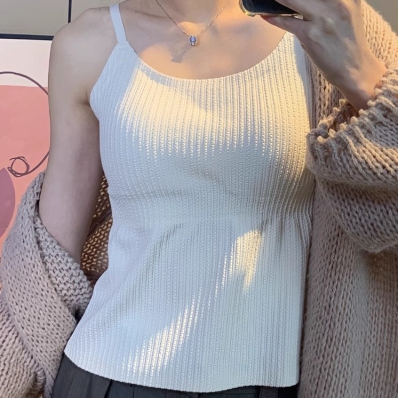 显瘦打底吊带内搭外穿美背文胸一体白色长款遮肚子百搭上衣女精致