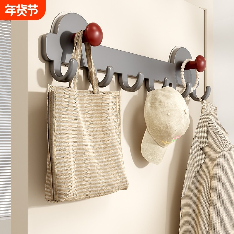 免打孔吸盘挂钩门后强力承重浴室排钩置物架入户门收纳挂衣架厨房,收纳整理,挂钩/粘钩,淘宝优惠券,粉丝福利购,淘宝优惠卷