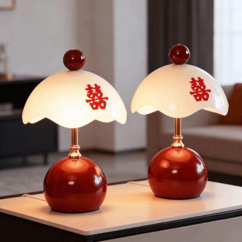蛋壳床头灯结婚长明灯一对新娘婚房主卧室红色装饰氛围灯陪嫁礼物