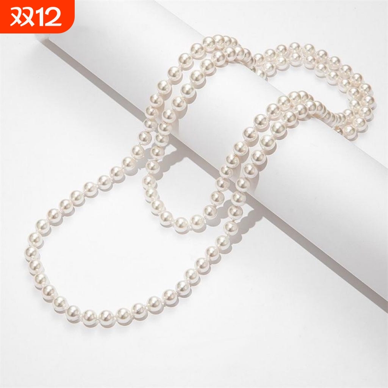 诸暨淡水多层节日珍珠项链气质女冬季旗袍时尚百搭毛衣链长款礼物