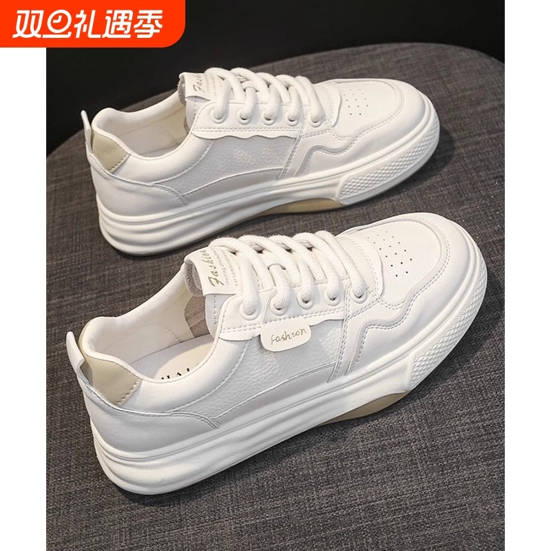 厚底小白鞋女秋季2025新款百搭透气春秋板鞋学生运动休闲单鞋平底