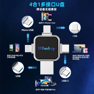 苹果适用手机u盘电脑两用大容量128G接口安卓256gb存储四合一优盘