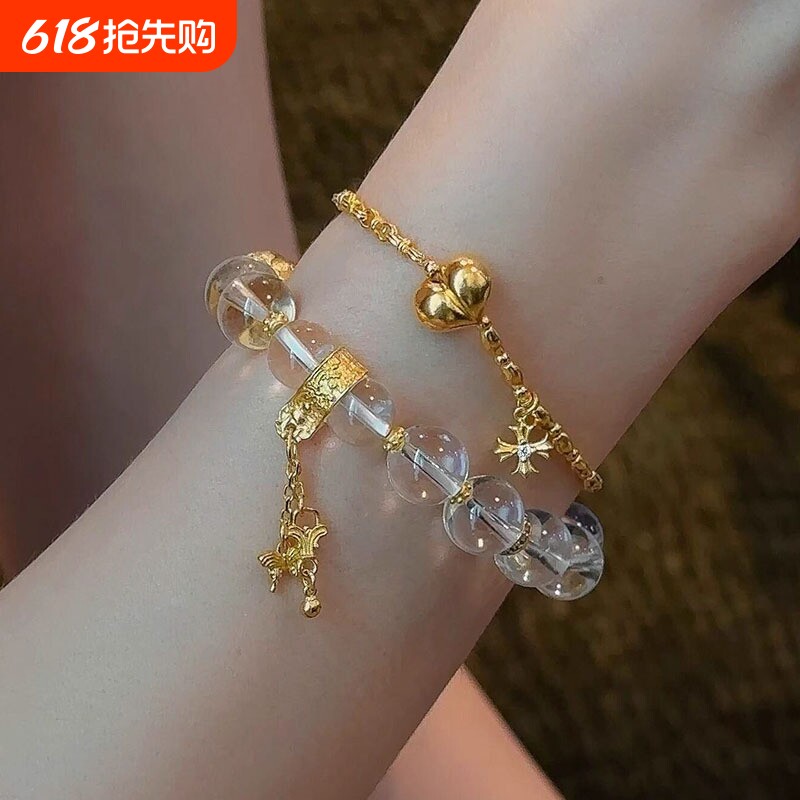 韩系小清新白水珠流苏手链金色配饰精致高级感手链时尚款手饰品