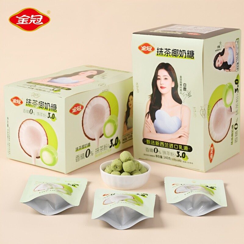 金冠椰子糖零食糖果原味抹茶味椰奶糖网红年货休闲食品小吃喜糖