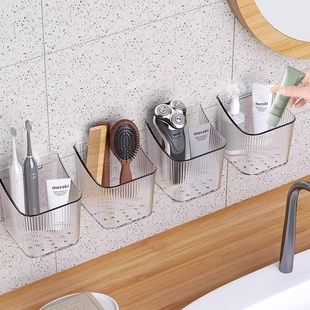 卫生间置物架壁挂式洗漱台墙上化妆品收纳盒免打孔牙刷浴室牙膏