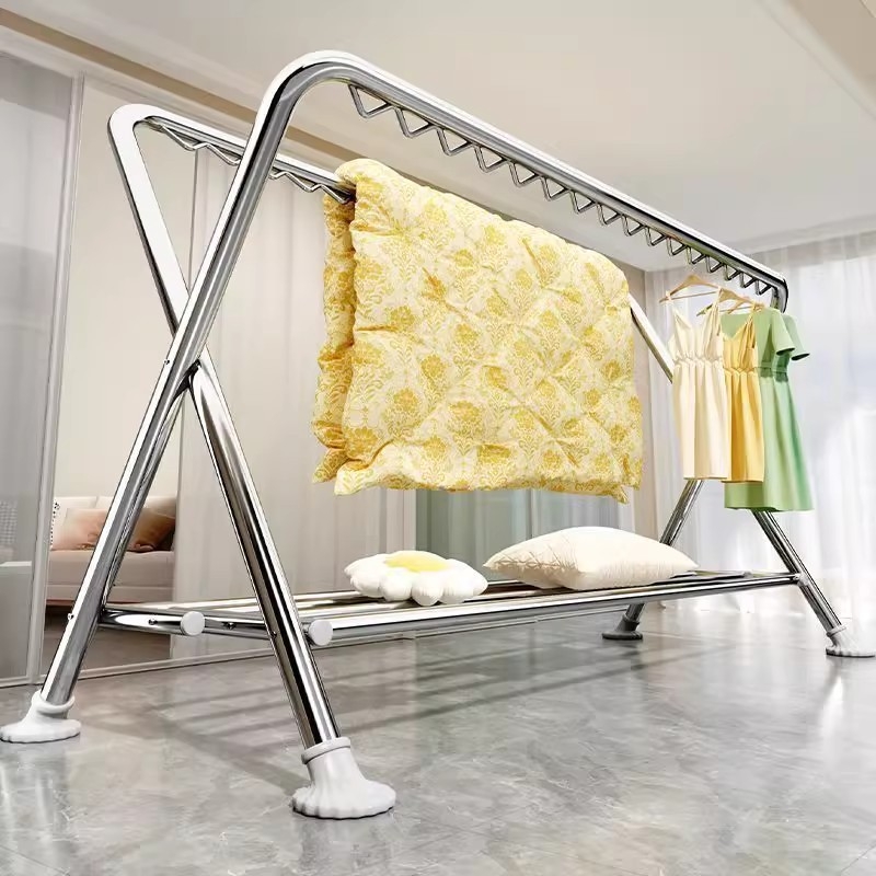 钢管折叠防风晾衣架阳台家用
