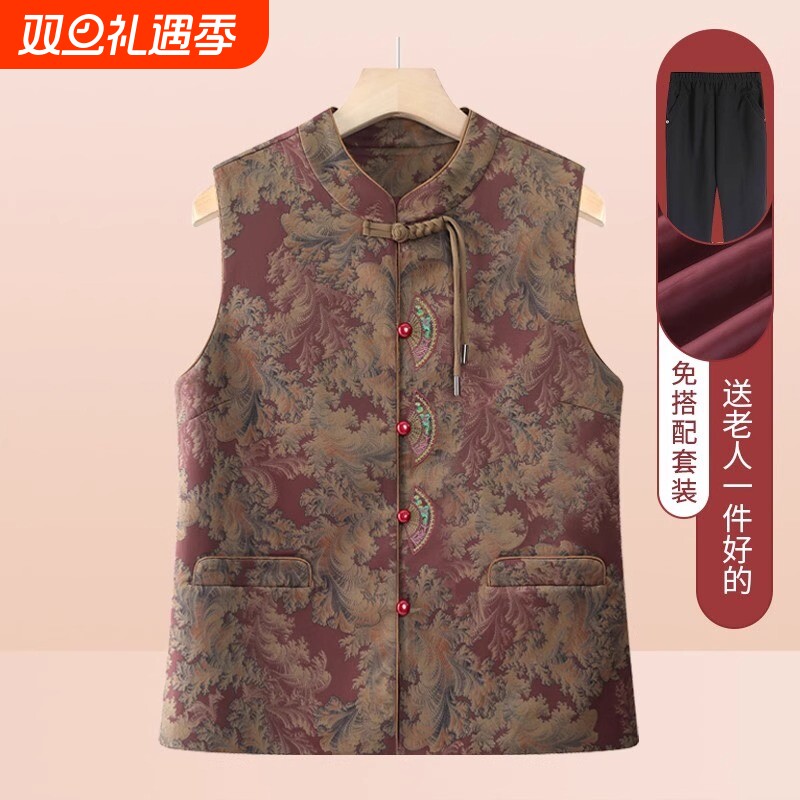 奶奶春装新款国风马甲中老年女装妈妈外套上衣老太太背心洋气实用