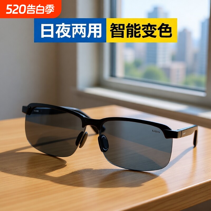 偏光眼镜墨镜太阳镜男钓鱼日夜两用开车专用变色驾驶感光高清晚上